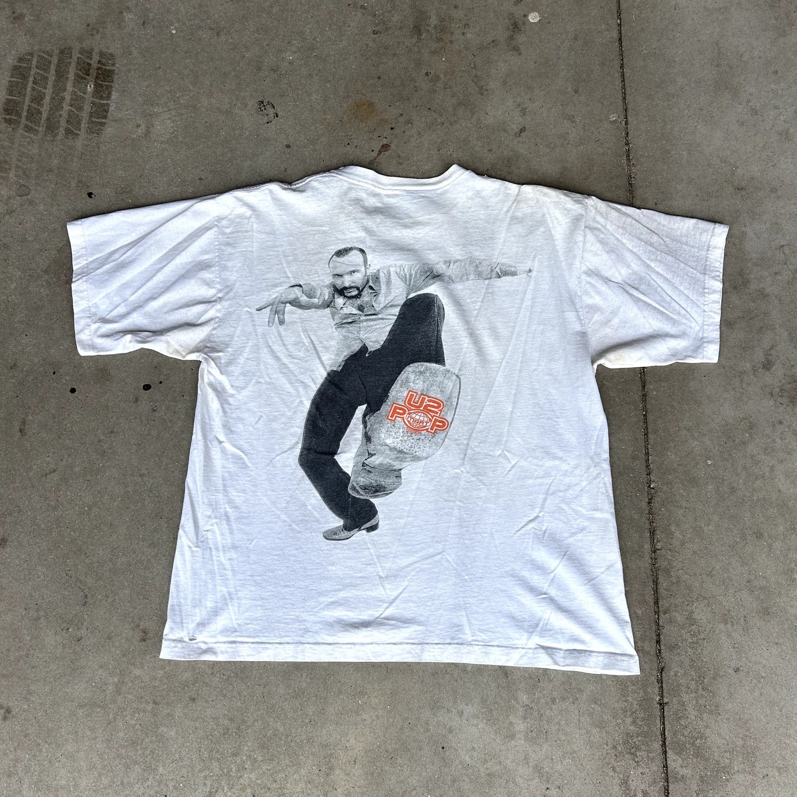 Vintage Rare Vintage U2 PopMart 1997 Tour Bono T-Shirt Stained Size US XL / EU 56 / 4 - 7 Thumbnail