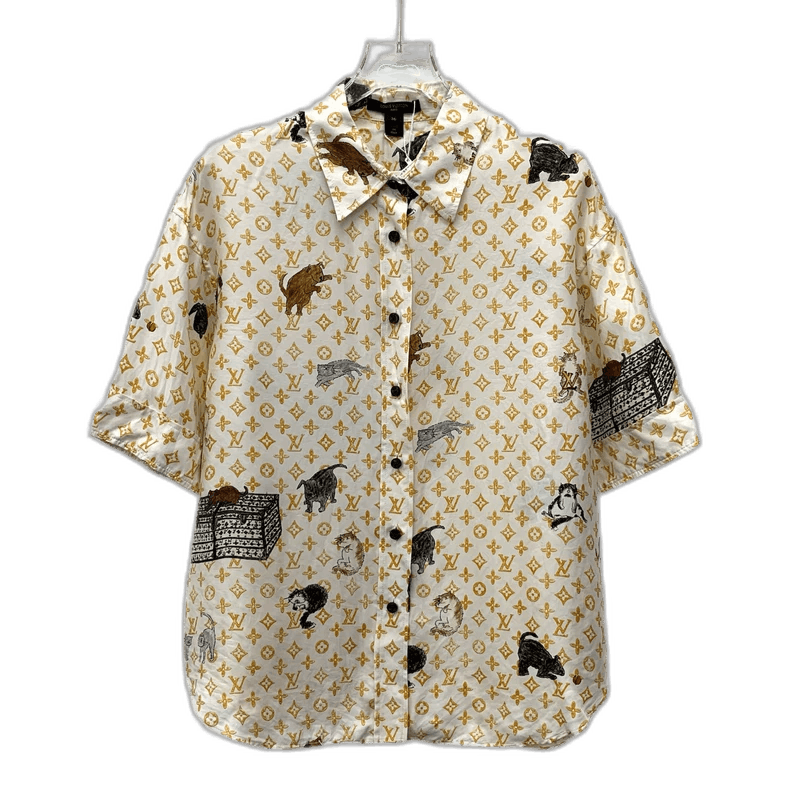 Louis Vuitton Louis Vuitton Yellow Logo Short Sleeve Shirt Size US XS / EU 42 / 0 - 1 Thumbnail