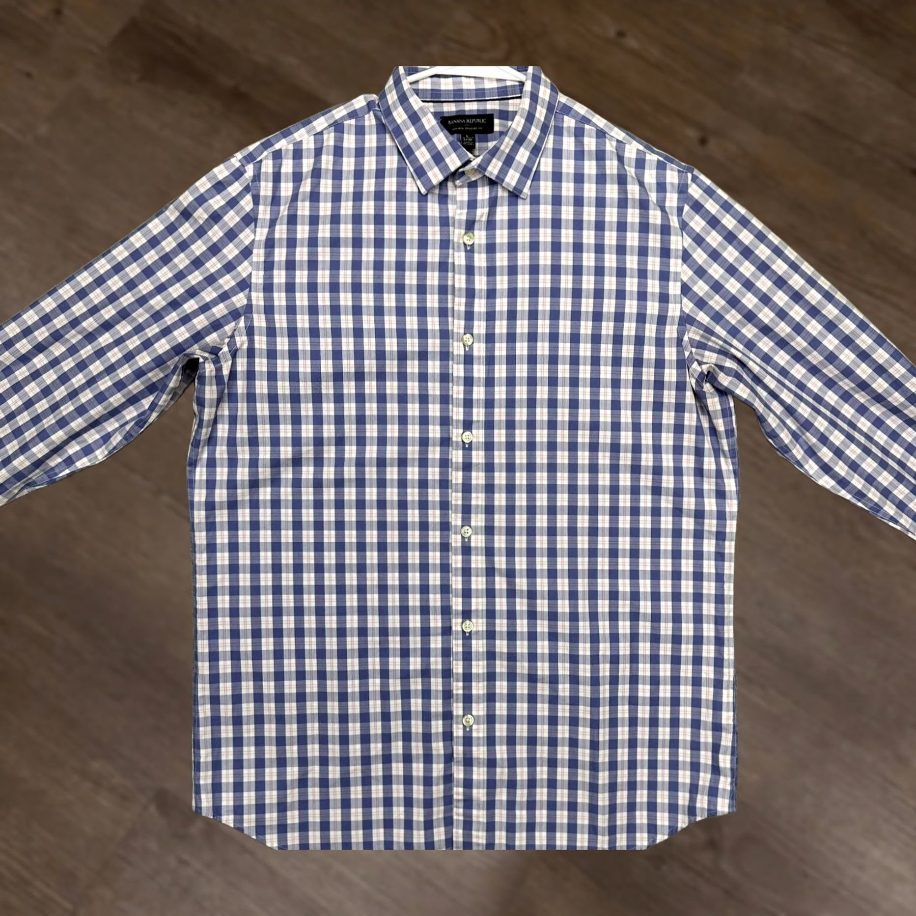 Banana Republic Banana Republic Shirt Adult Large 16-16.5 34-35 Purple Plaid Dress Button Up Men Size 42R - 1 Thumbnail