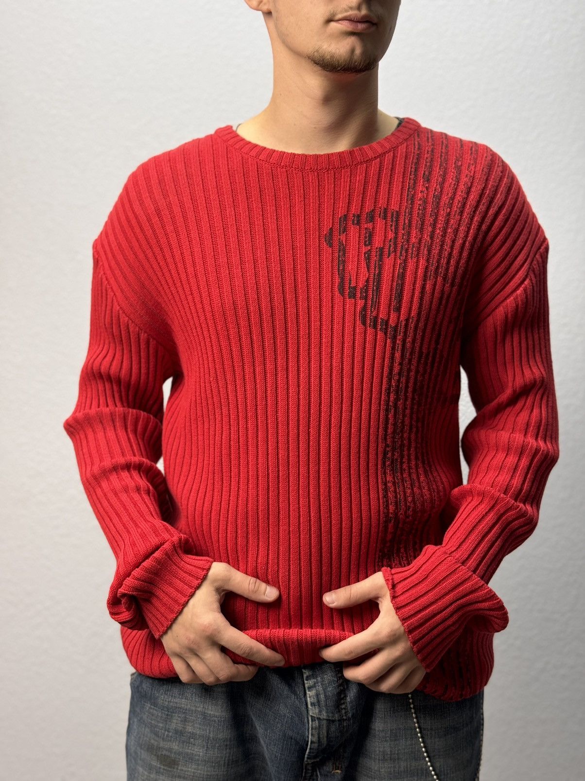 Japanese Brand Vintage Y2K Distressed Striped Sweater Faded knit Y2K Effect Size US M / EU 48-50 / 2 - 5 Thumbnail