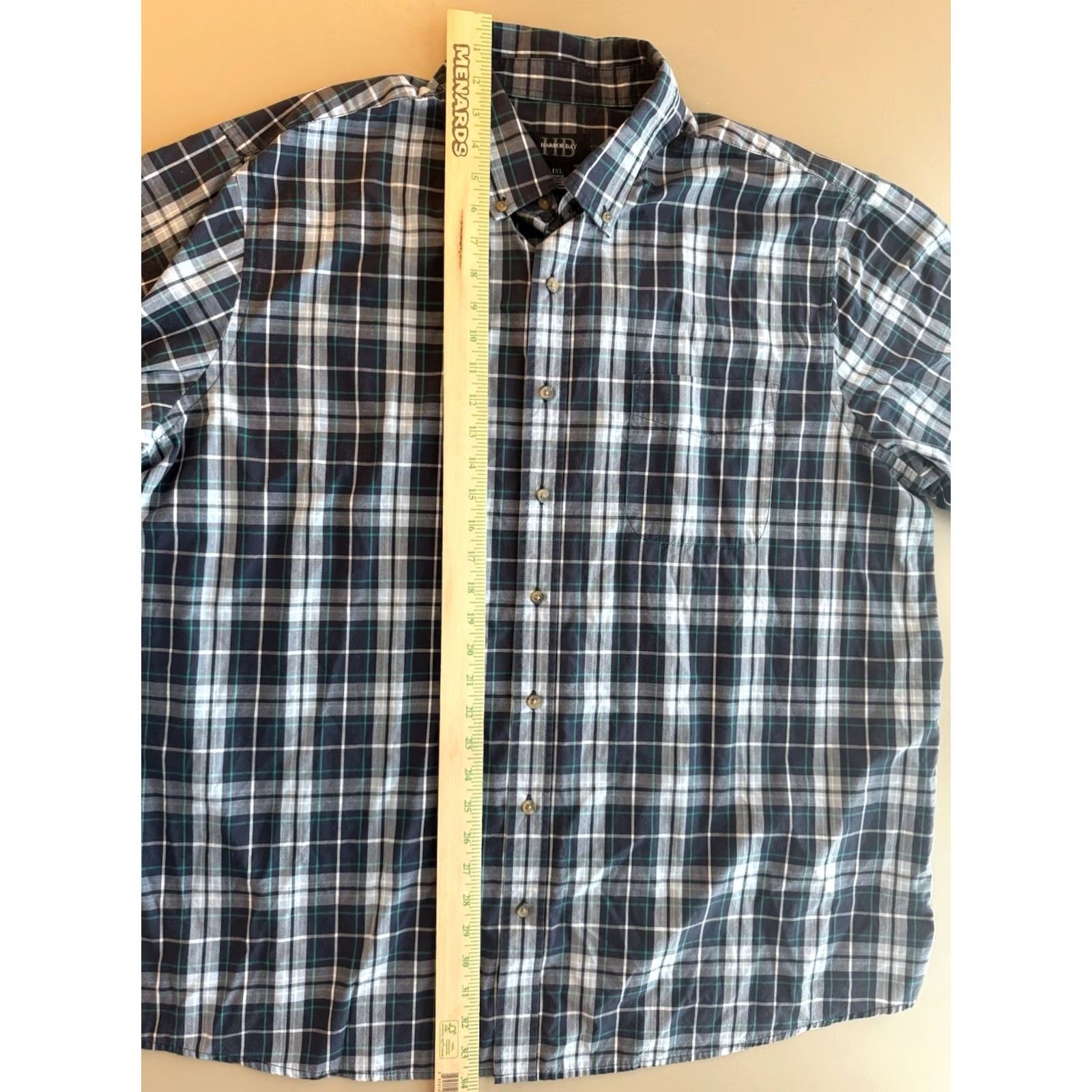 Vintage Harbor Bay Shirt Mens 1XL Blue Plaid Short Sleeve Button Down Classic Casual Size US XL / EU 56 / 4 - 7 Thumbnail