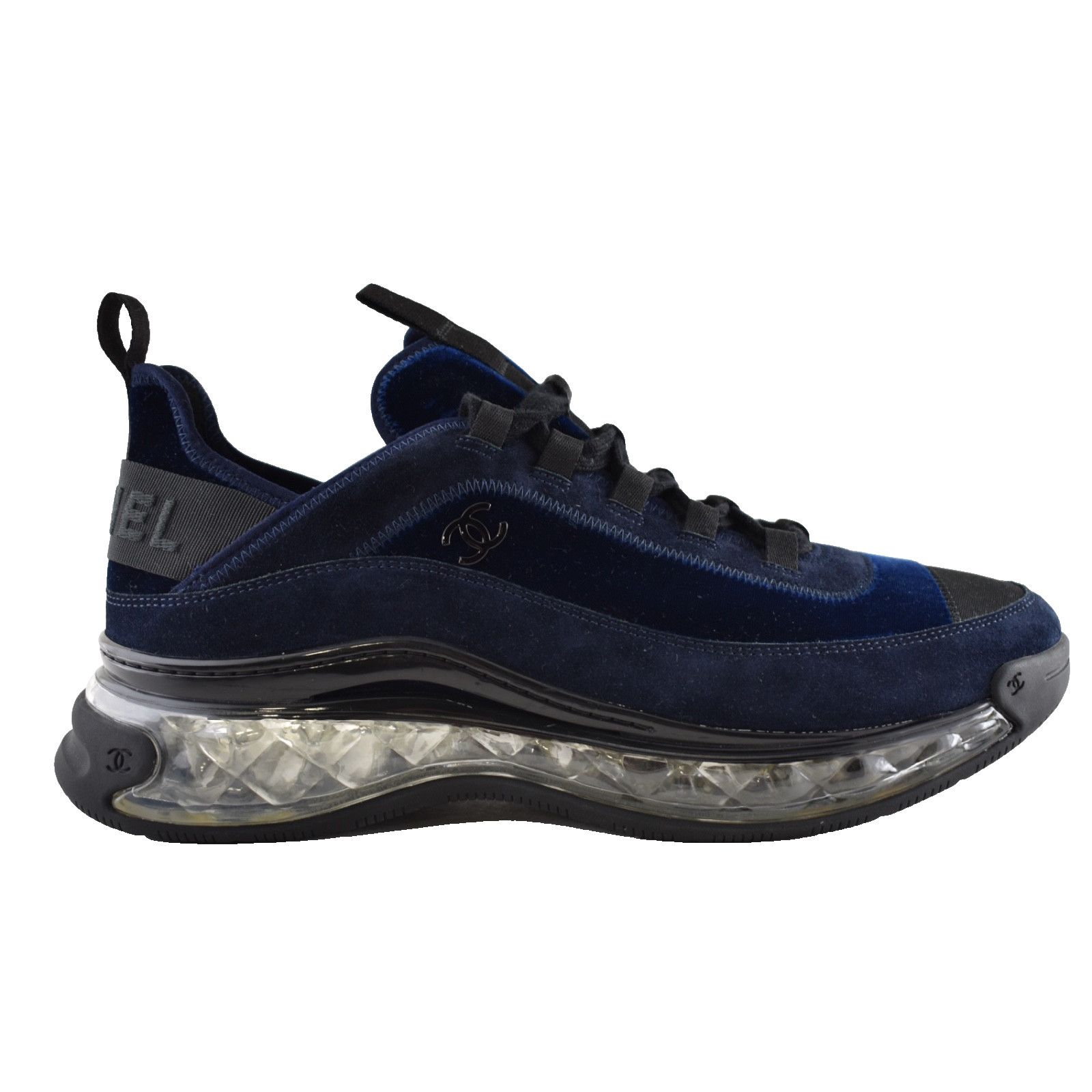 Chanel Chanel 20A Mens Blue Velvet Black CC Trainer Sneaker 44 11 Size US 11 / EU 44 - 1 Thumbnail