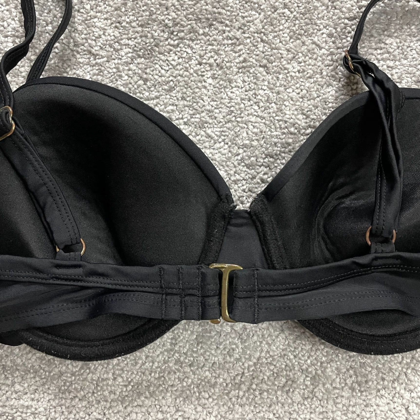 Merona VINTAGE Merona Bikini Top Womens Medium Black Spaghetti Strap Summer Beach Swimsuit Women Size M / US 6-8 / IT 42-44 - 7 Thumbnail