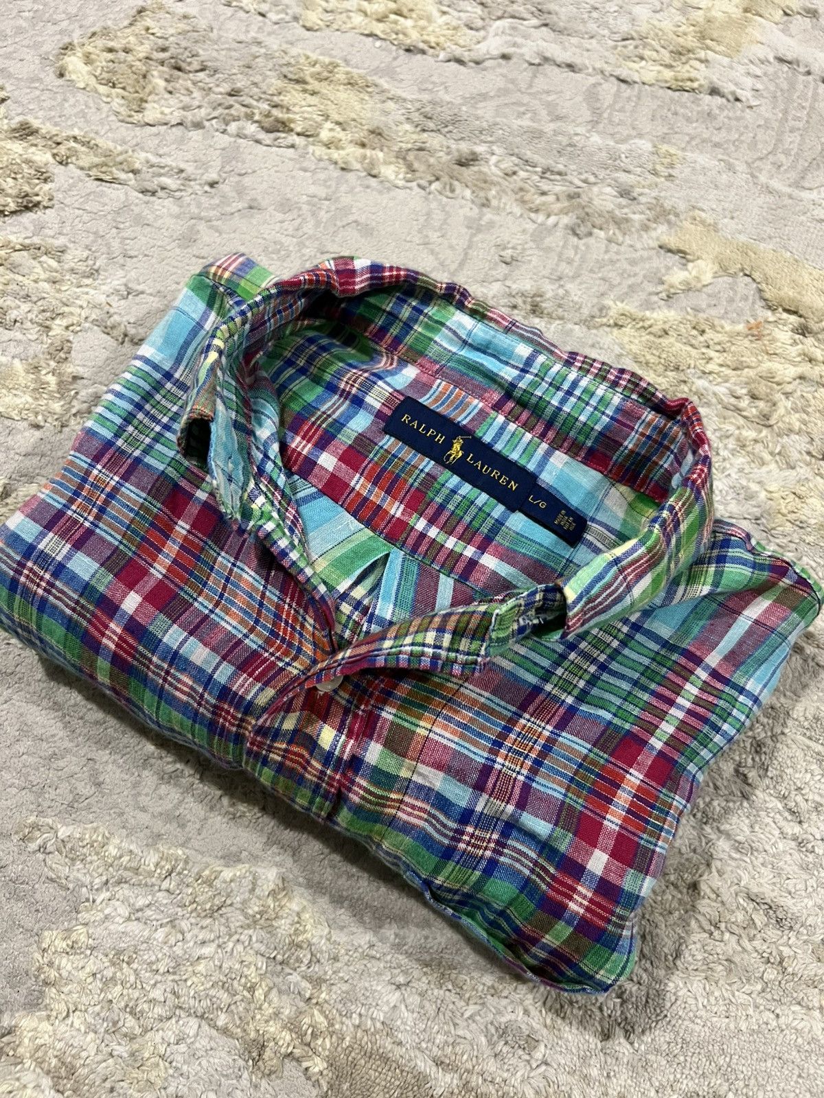 RRL Ralph Lauren Polo Ralph Lauren Madras Plaid Linen Long Sleeve Oxford Shir Size US L / EU 52-54 / 3 - 3 Thumbnail
