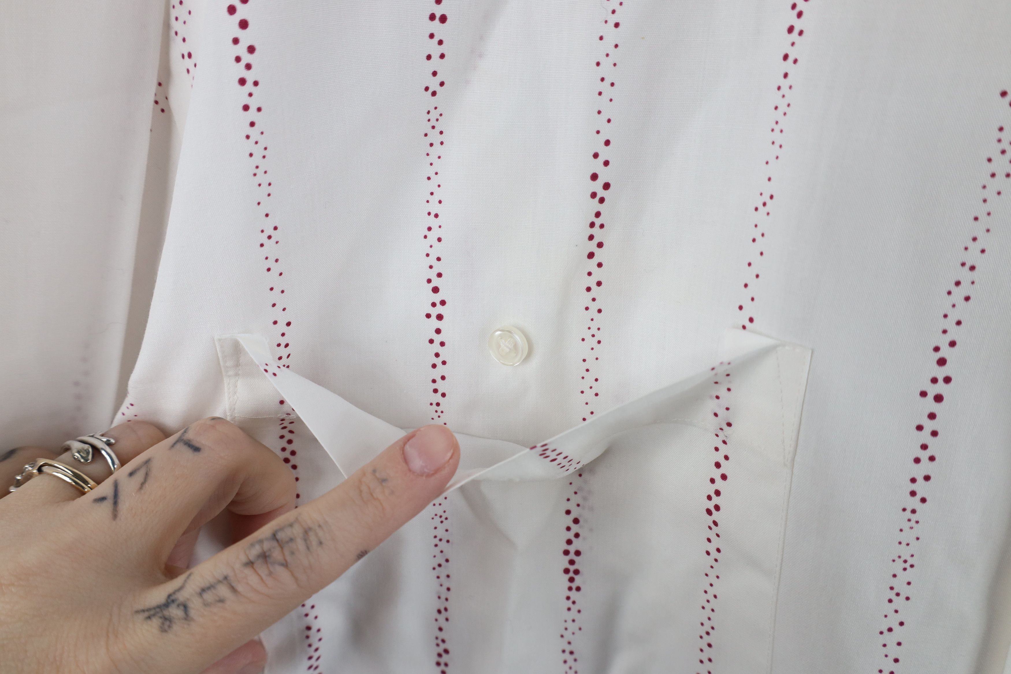 Vintage Vintage 90s Streetwear Polka Dot Sheer Collared Button Shirt Size US M / EU 48-50 / 2 - 6 Thumbnail