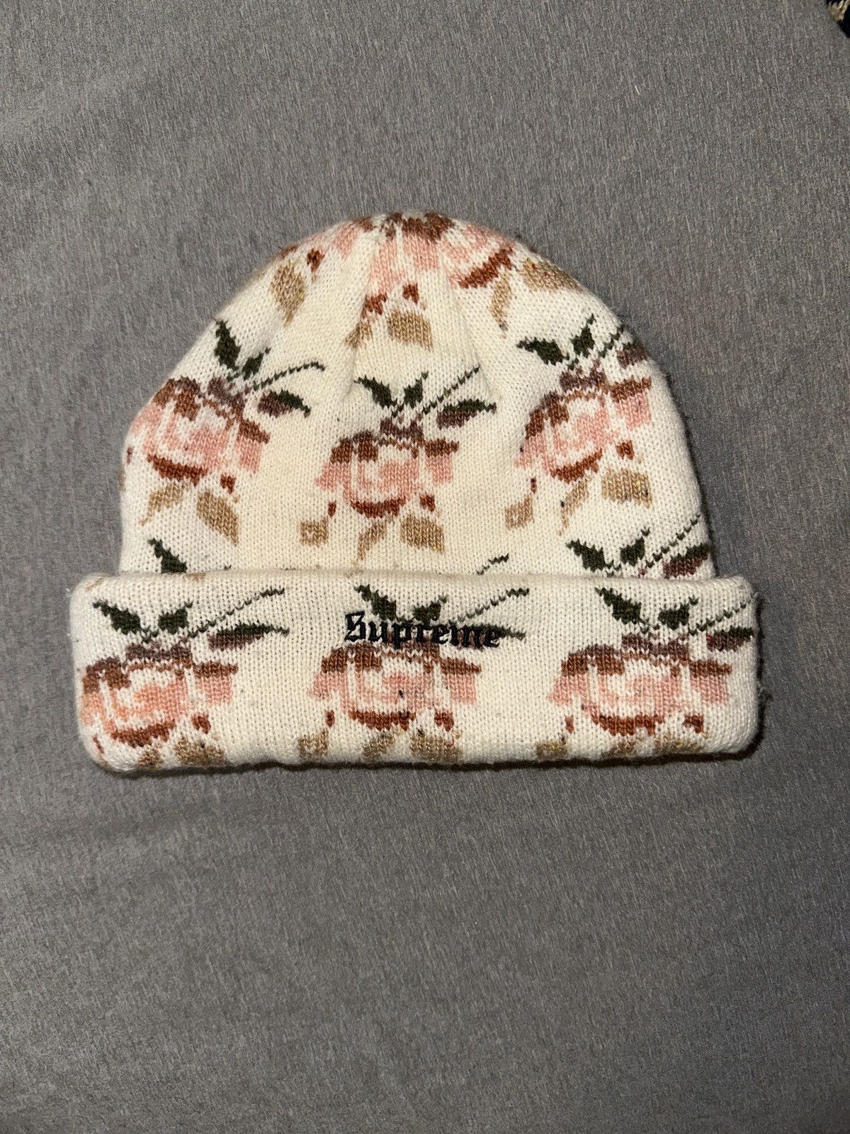 Beanie Navy Stockx Supreme Rose Jacquard Beanie Buy Supreme Rose