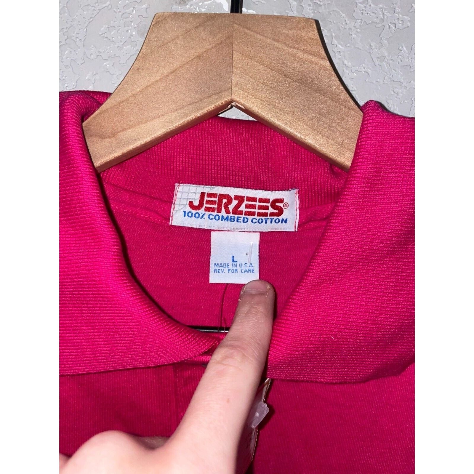 Jerzees Vintage Pink Blank Polo Shirt Jerzees VTG 90s Small Stain Size US L / EU 52-54 / 3 - 9 Thumbnail