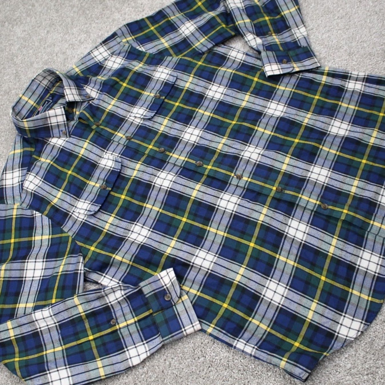Vineyard Vines Vineyard Vines Shirt Men Large Blue/Yellow/White Slim Fit Crosby L/S Button-Up Plaid Size US L / EU 52-54 / 3 - 6 Thumbnail