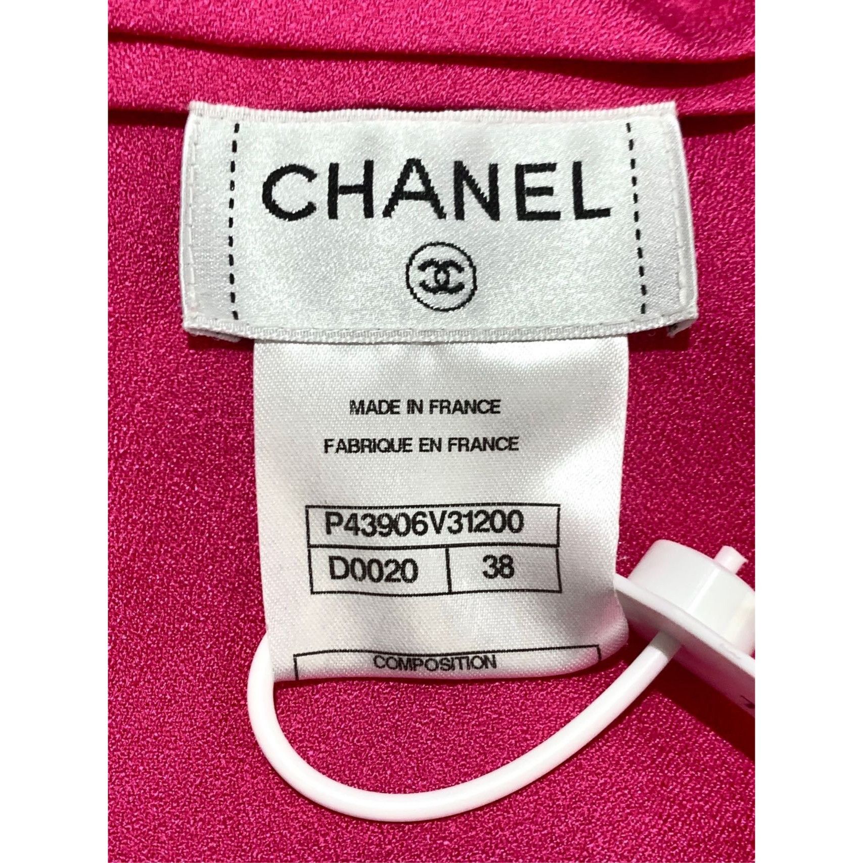 Chanel Womens Rose Red Long-Sleeve Button-Up Crew Neck Jacke