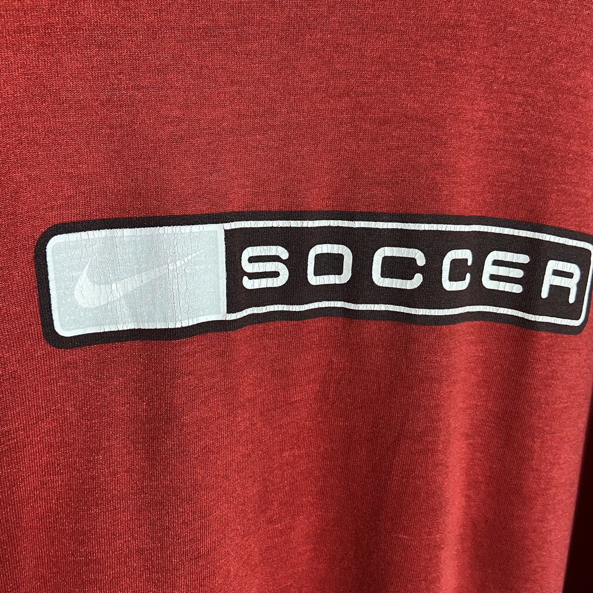 Nike × Vintage Vintage 90s Nike Swoosh Soccer Box Logo Tee Size US L / EU 52-54 / 3 - 3 Thumbnail