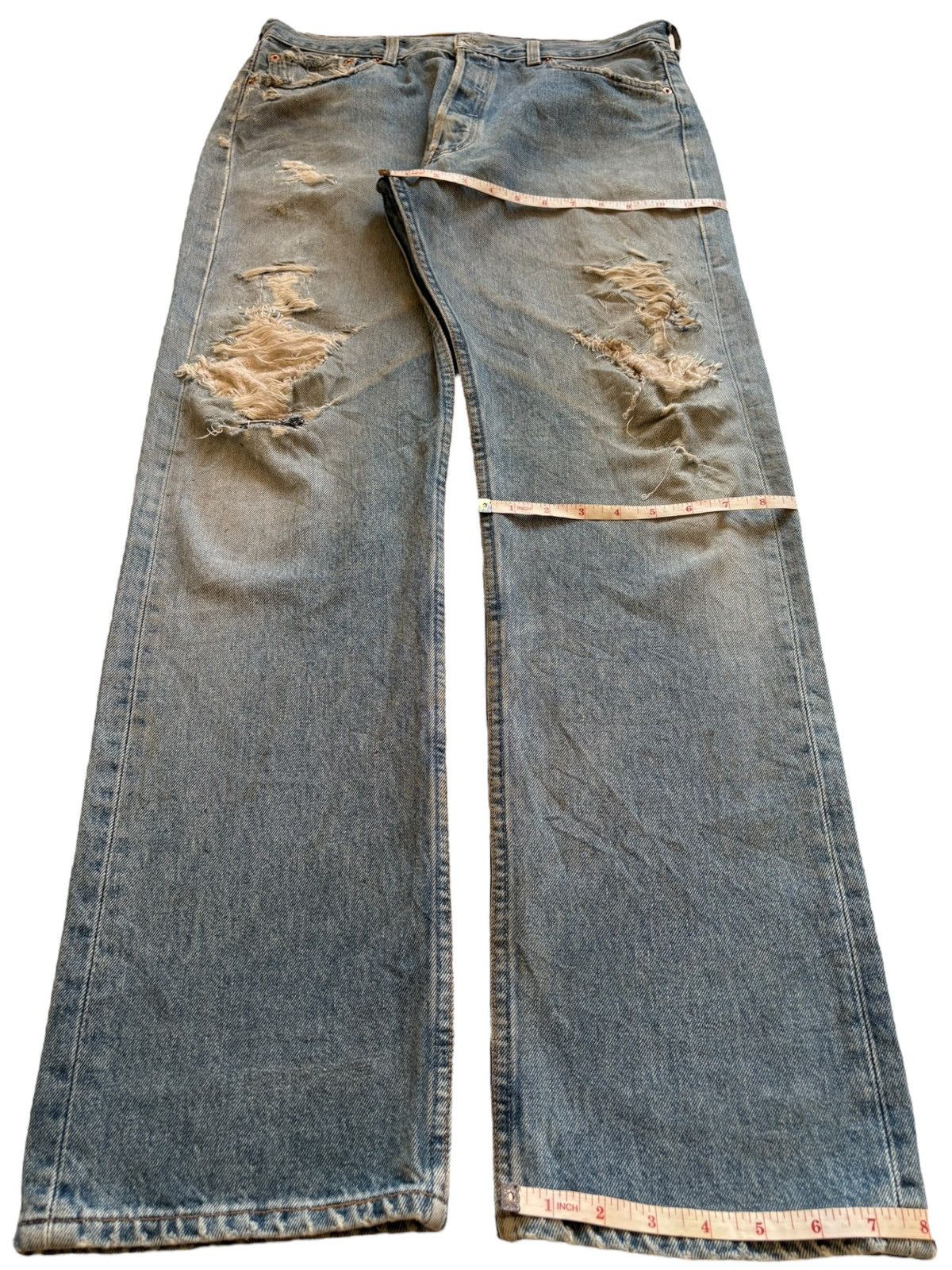 Levi's Vintage 90s Levis 501 Mud Wash Distress Ripped Loose Jeans Size US 33 - 13 Thumbnail