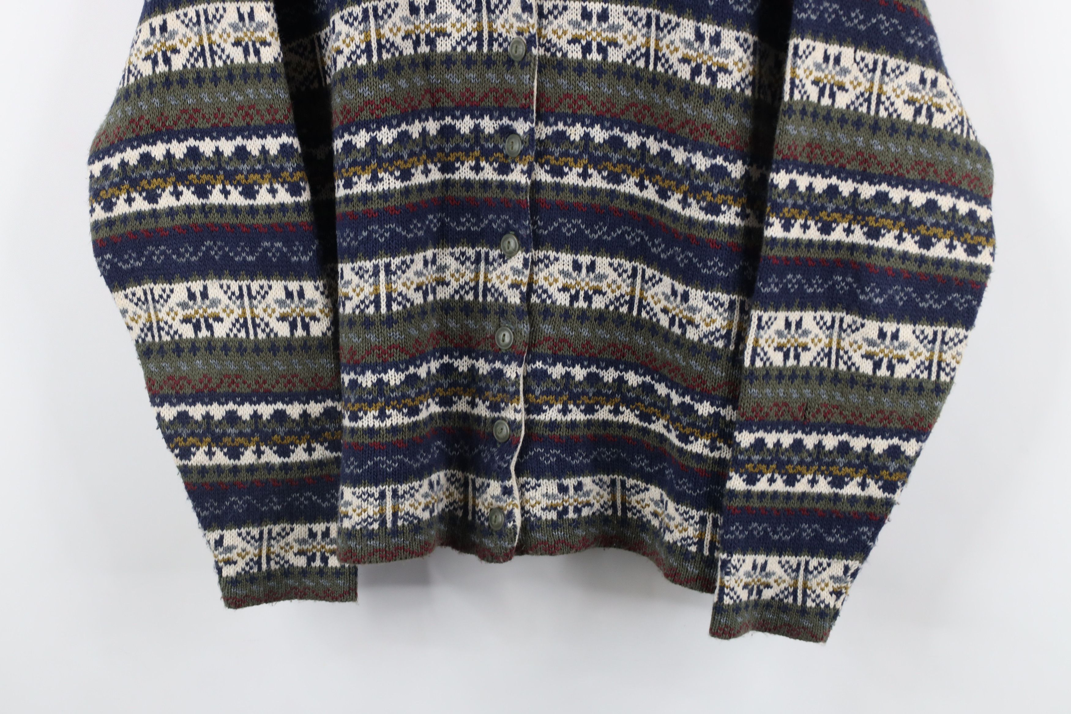 Vintage Vintage 90s Streetwear Fair Isle Knit Cardigan Sweater USA Size L / US 10 / IT 46 - 3 Thumbnail