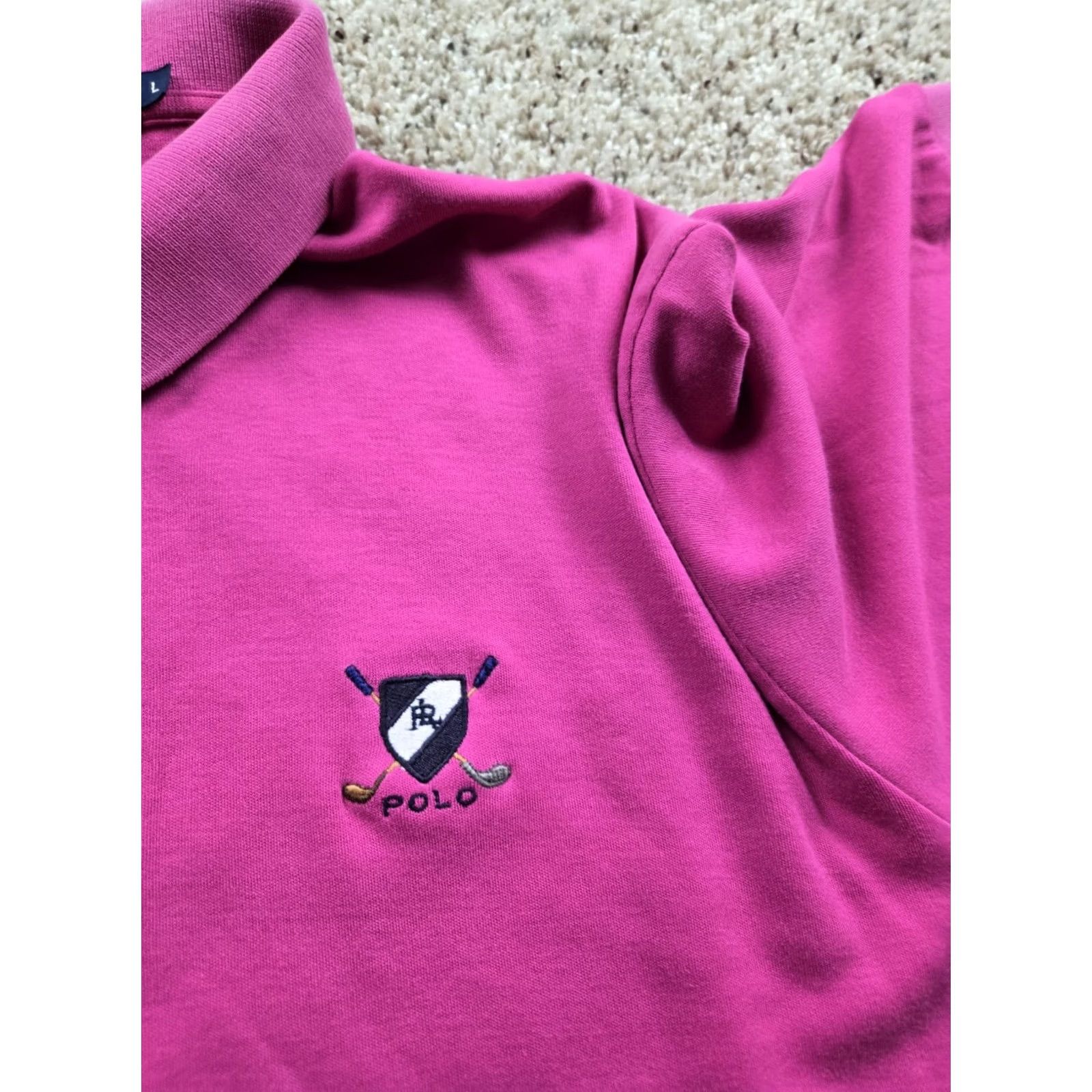 Polo Ralph Lauren VINTAGE Polo Ralph Lauren Polo Shirt Large Pink Golf Crest Short Sleeve 90s Mens Polo Shirt Size US L / EU 52-54 / 3 - 4 Thumbnail