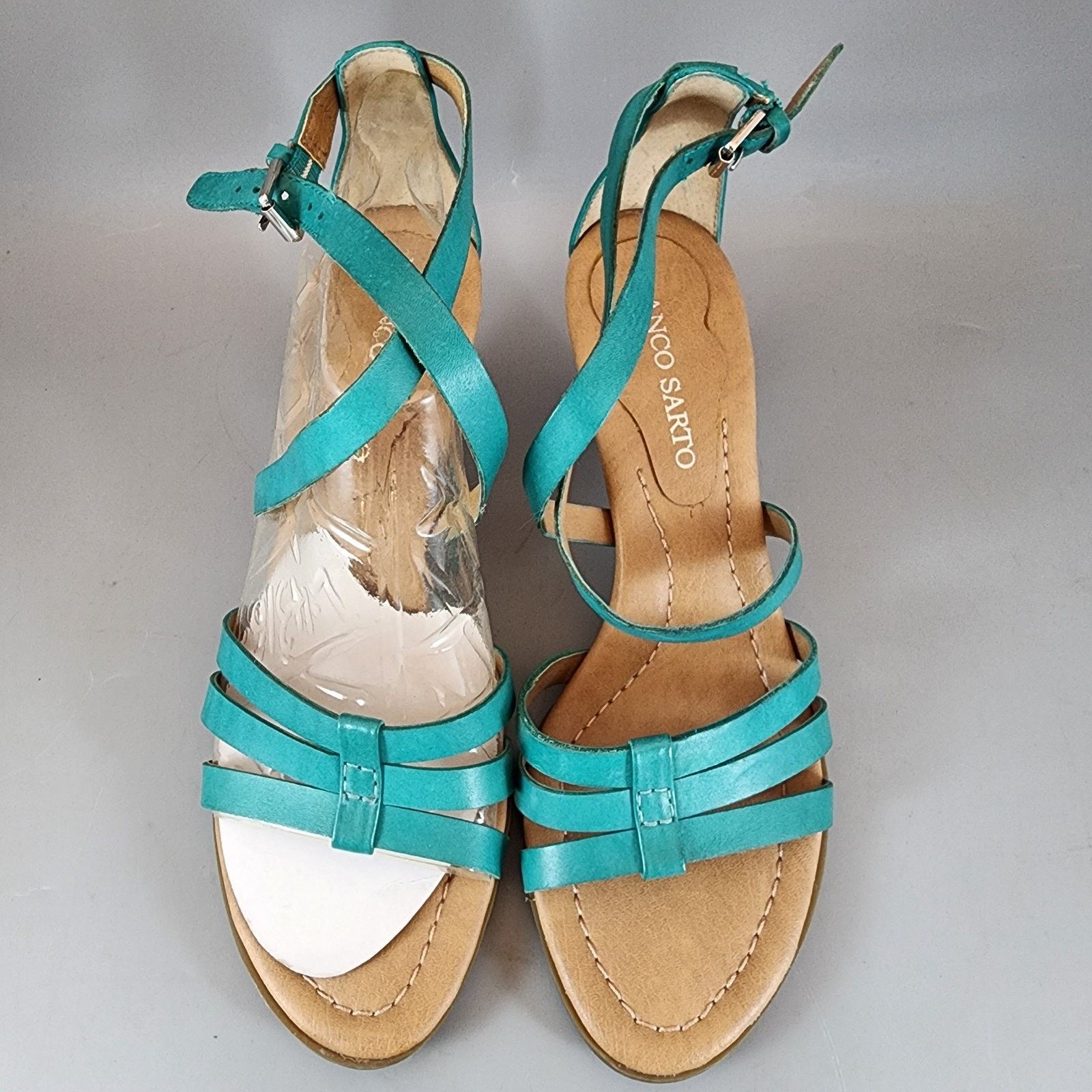 Franco Sarto Franco Sarto Leather Strappy Sandals 9.5M Turquoise 3" Heel Size US 9.5 / IT 39.5 - 4 Thumbnail