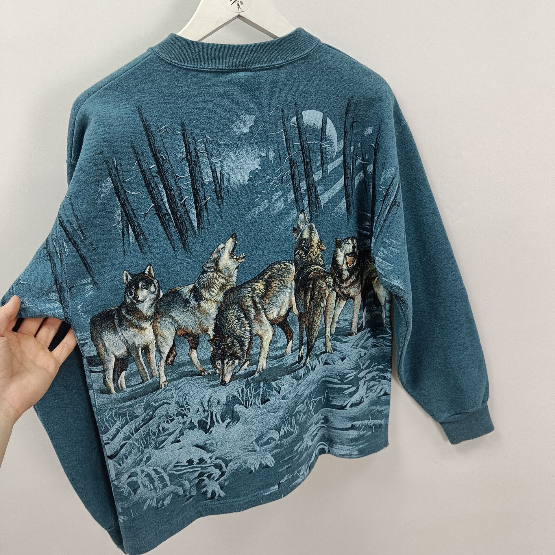 Habitat 🔥90s🔥Vintage Wolf Sweatshirt Full Print Habitat Size US M / EU 48-50 / 2 - 6 Thumbnail