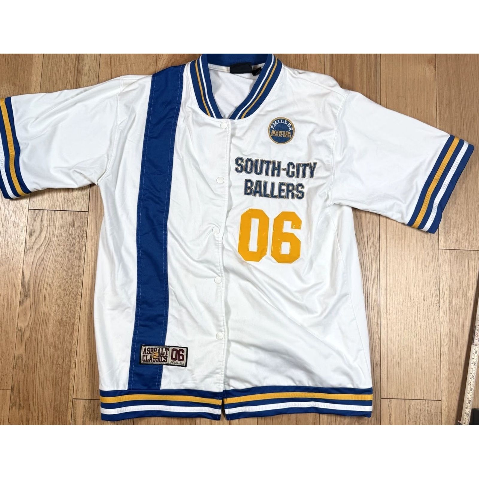 Vintage VINTAGE Master P Miller Basketball Warm Up Jersey Jacket South City Ballers #06 Men's L White Jersey Basketball Activewear 90s City Mens Size US L / EU 52-54 / 3 - 2 Thumbnail