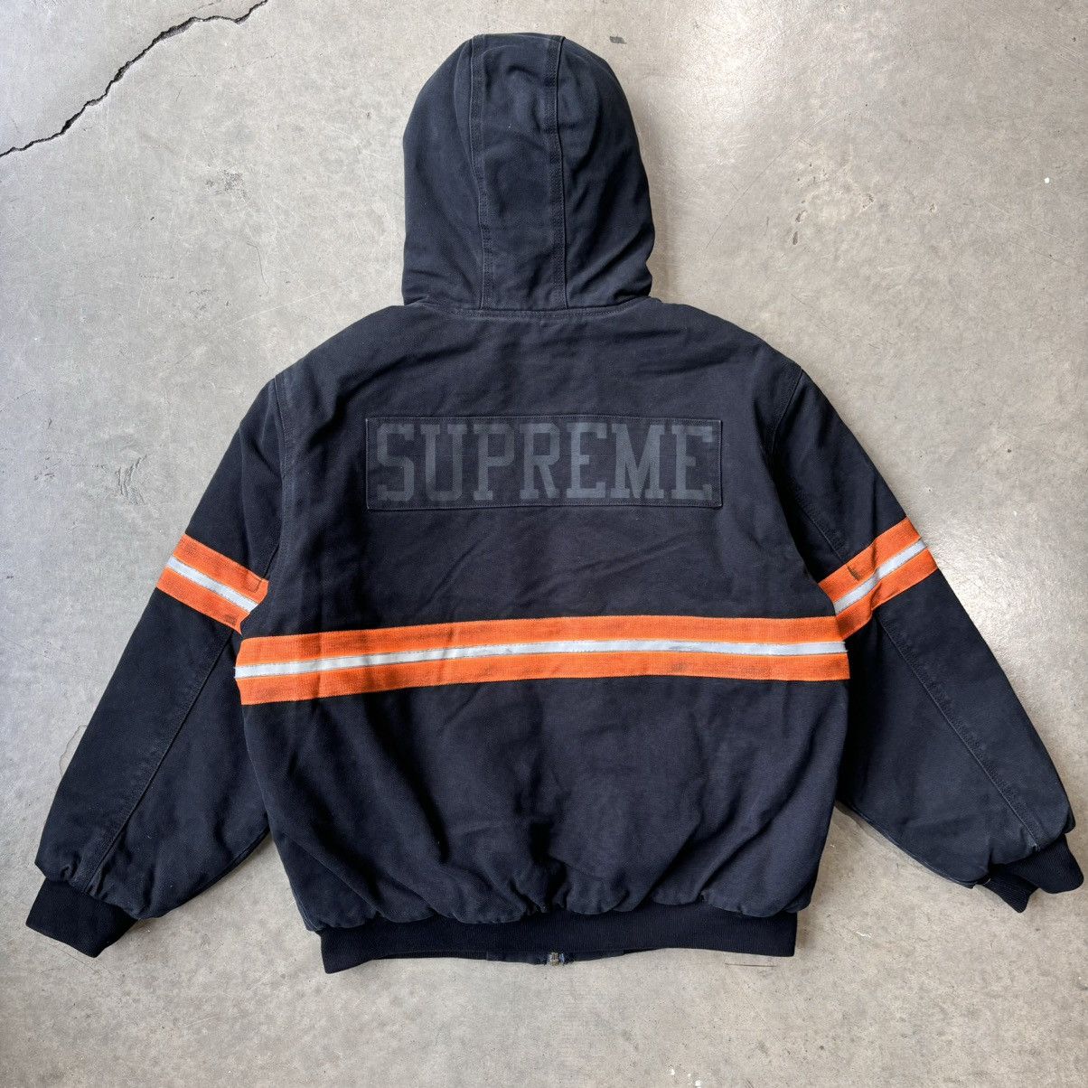 Supreme reflective stripe work jacket black online