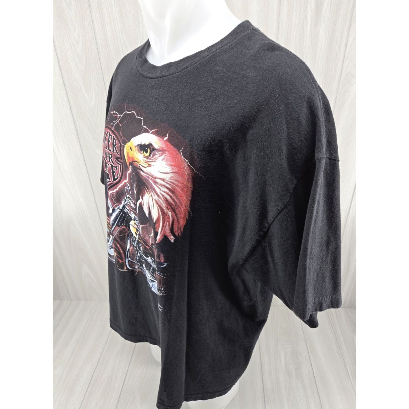 Vintage Hot Leathers Biker For Life T Shirt Mens 2XL Black Short Sleeve Eagle Skull 2013 Size US XXL / EU 58 / 5 - 5 Thumbnail