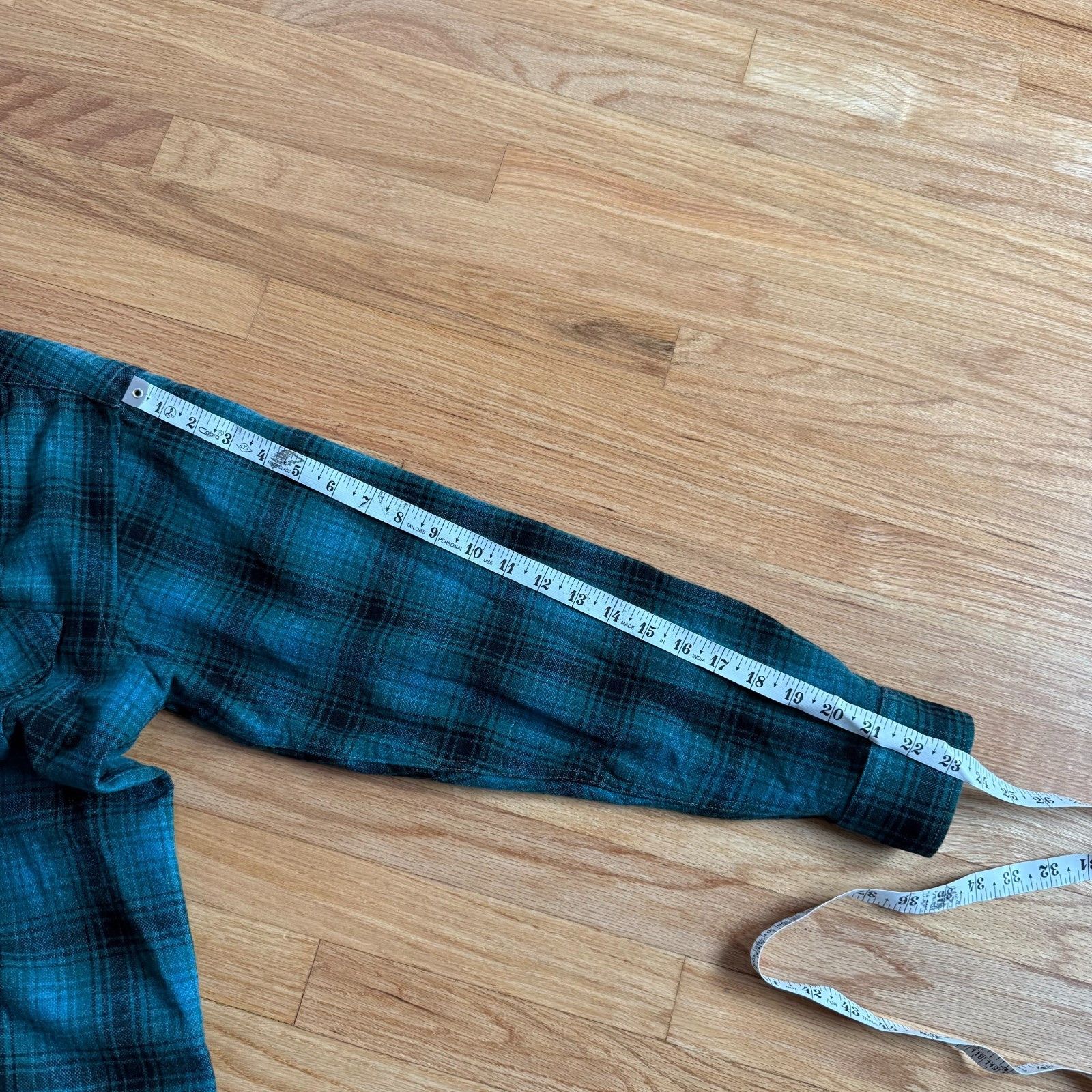 RRL Ralph Lauren Vintage 1970's Woolshire Teal Plaid Wool Flannel Size US M / EU 48-50 / 2 - 4 Thumbnail