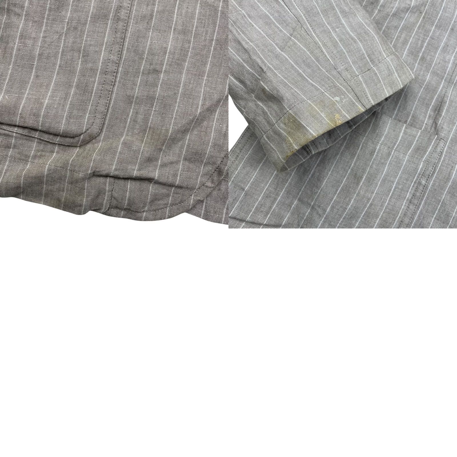 Neiman Marcus Neiman Marcus Blazer Jacket 100% Linen Brown Stripe 3-Button Notch Lapel Regular L Mens Italy Size 42R - 9 Thumbnail