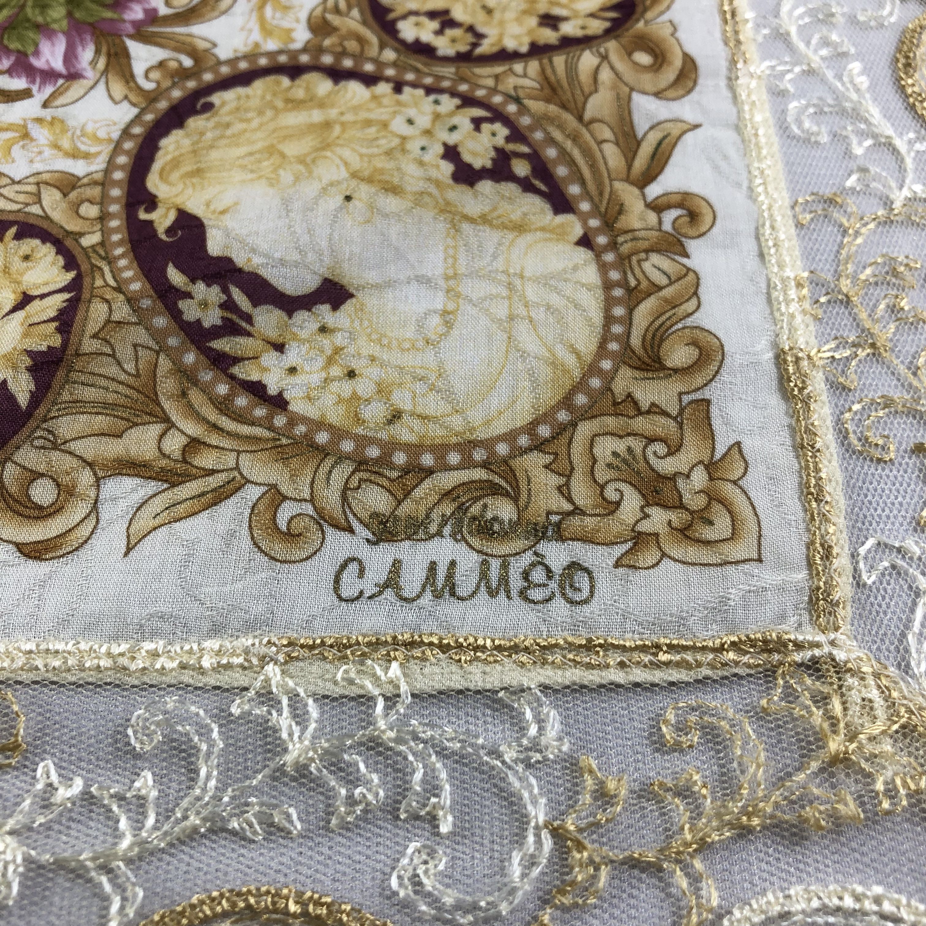 Vintage Cammeo Luxury Baroque Handkerchief Neckerchief Bandana H1933 Size ONE SIZE - 4 Thumbnail