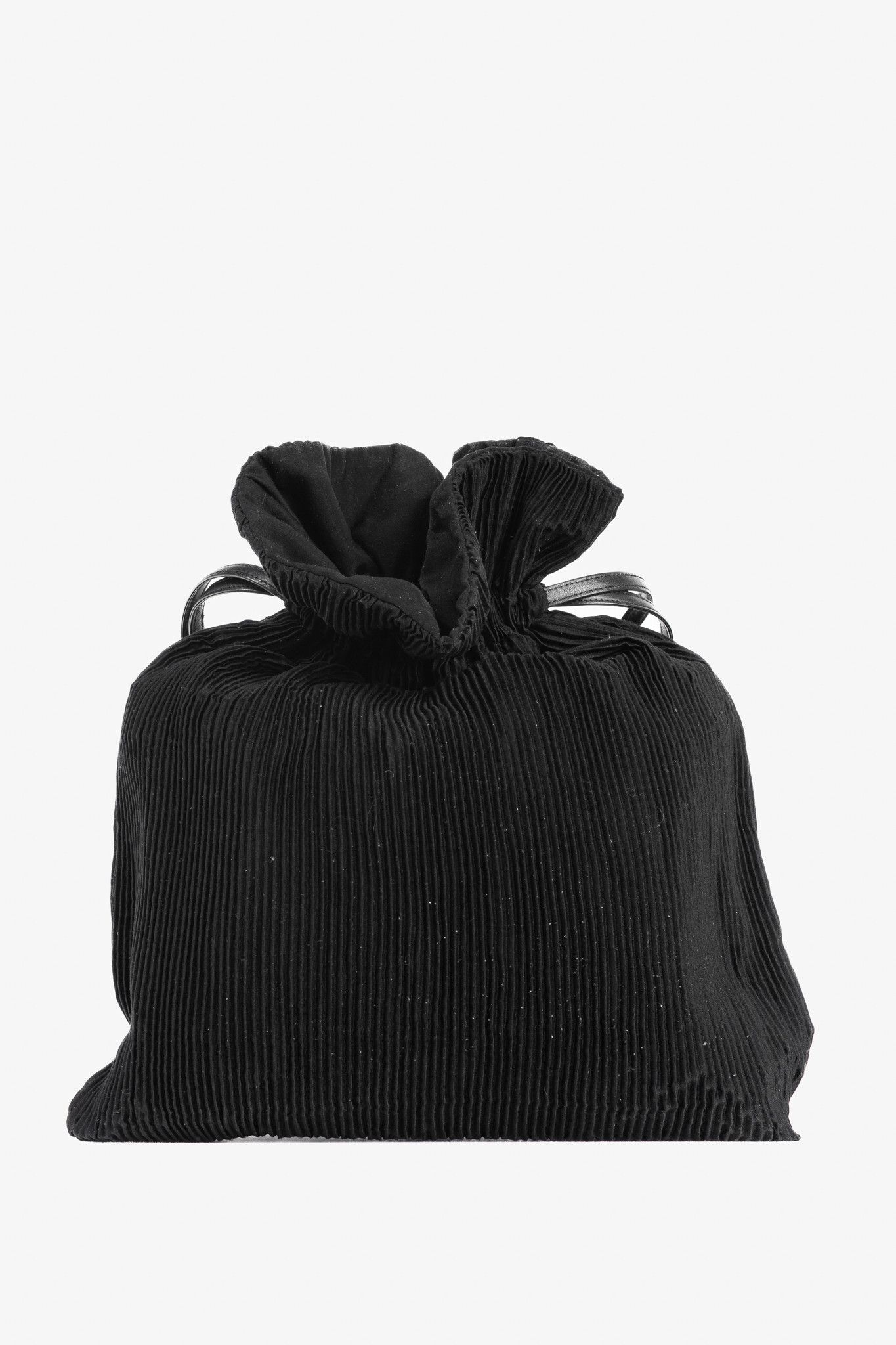 Y's Y's Black Pleated Satin Leather-Drawstring Backpack Size ONE SIZE - 1 Thumbnail