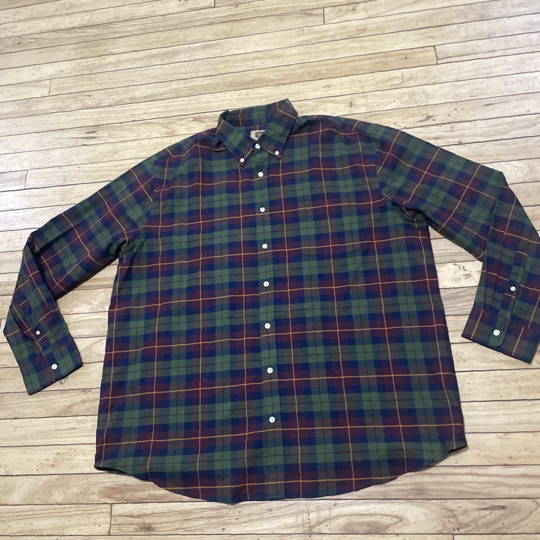 Vintage Foundry Button Shirt Men 2XLT Greend Red Plaid XXL Tall Lightweight Oxford 58" Shirt Mens Plaid Button-Up Casual Workwear 2XLT Red Size US XXL / EU 58 / 5 - 2 Thumbnail