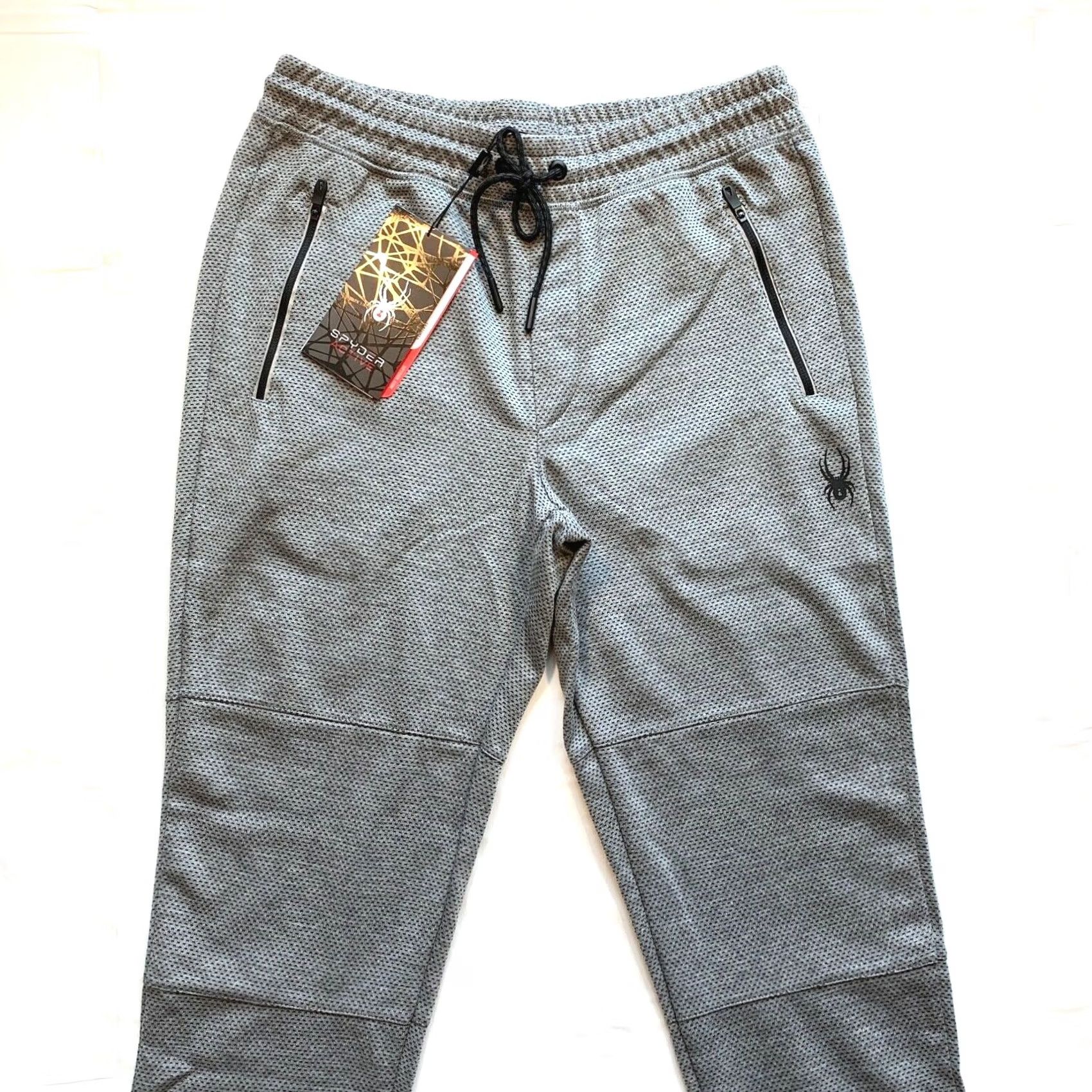 Spyder Spyder Active ProWEB Fleece Jogger Sweat Pants Mens M Regular Gray Heather, Athletic, Fly Drawstring, Zip Pocket, 30 in Inseam, Polyester Blend, NWT Size US 31 - 4 Thumbnail