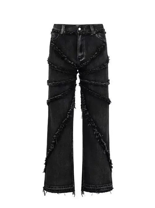 Jean Vintage raw edge distressed washed micro-flare jeans Size US 32 / EU 48 - 3 Thumbnail