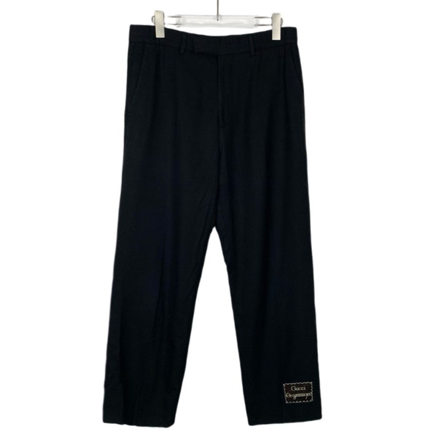 Gucci Gucci Pants Black Cotton-Linen Straight Trousers (Size 48) Size US 32 / EU 48 - 1 Thumbnail