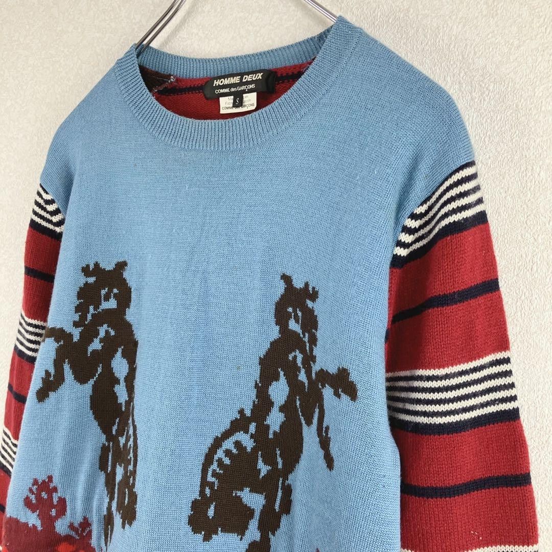 Comme des Garcons × Comme des Garcons Homme Deux Horse Striped Pattern Knit Sweater Size US S / EU 44-46 / 1 - 3 Thumbnail