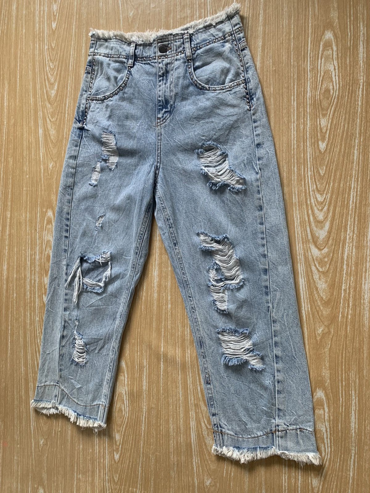 Designer × United Colors Of Benetton Distressed United Colors Of Benetton Stuck Denim Pant Size US 28 / EU 44 - 4 Thumbnail