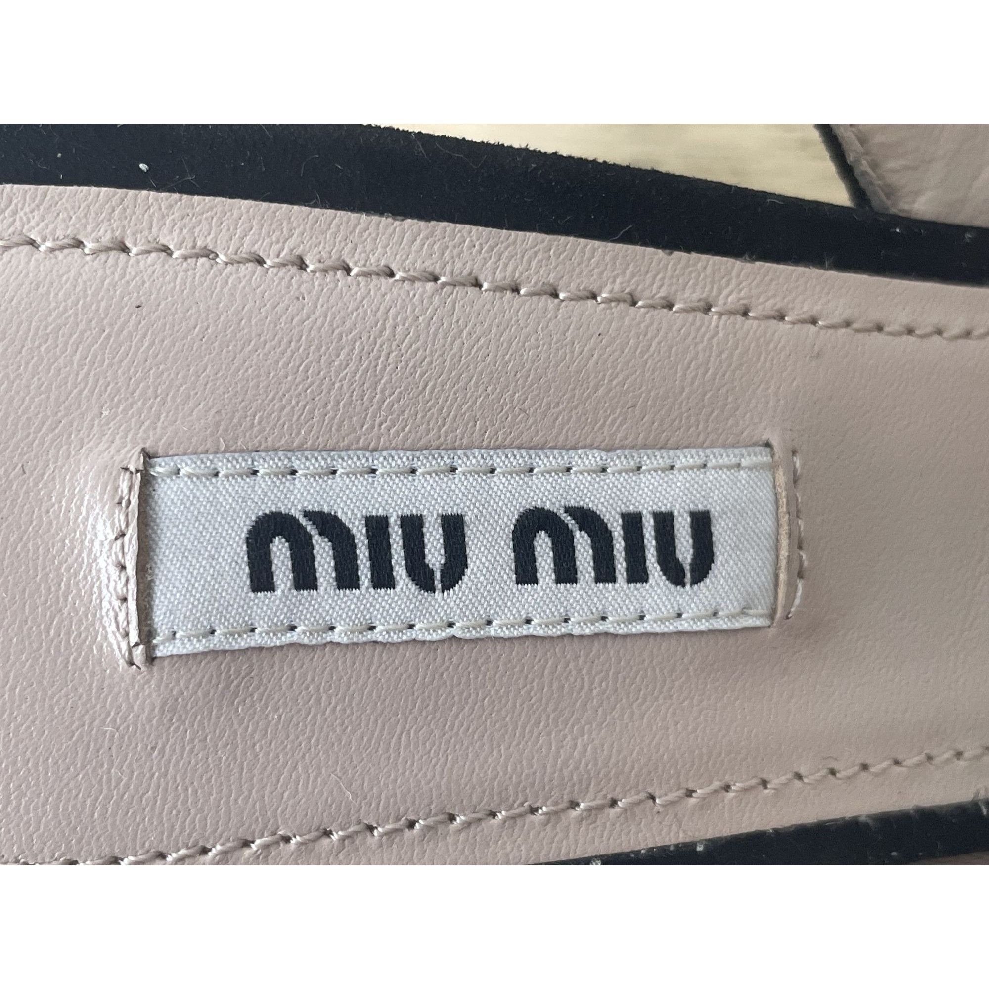 Miu Miu Miu Miu Black Suede Heels With Rhinestone Detail & Crystal S Size US 7 / IT 37 - 8 Thumbnail