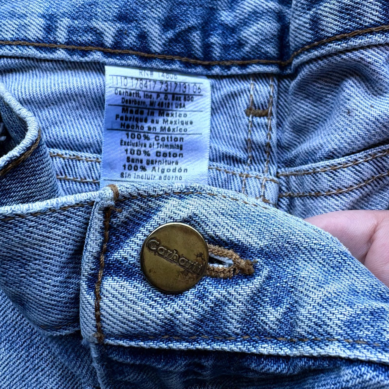 Carhartt × Vintage Beautifully Faded Worn Light Wash Carhartt Blue Jeans Size US 36 / EU 52 - 4 Thumbnail