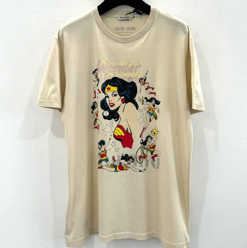 Miu Miu Miu Miu Wonder Woman Graphic T-Shirt 0089 Size M / US 6-8 / IT 42-44 - 1 Thumbnail