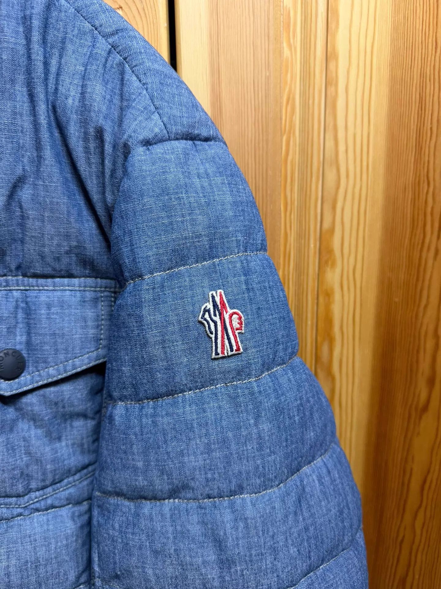 Moncler Moncler Denim Lightweight Down Jacket Size 3 Size US L / EU 52-54 / 3 - 3 Thumbnail