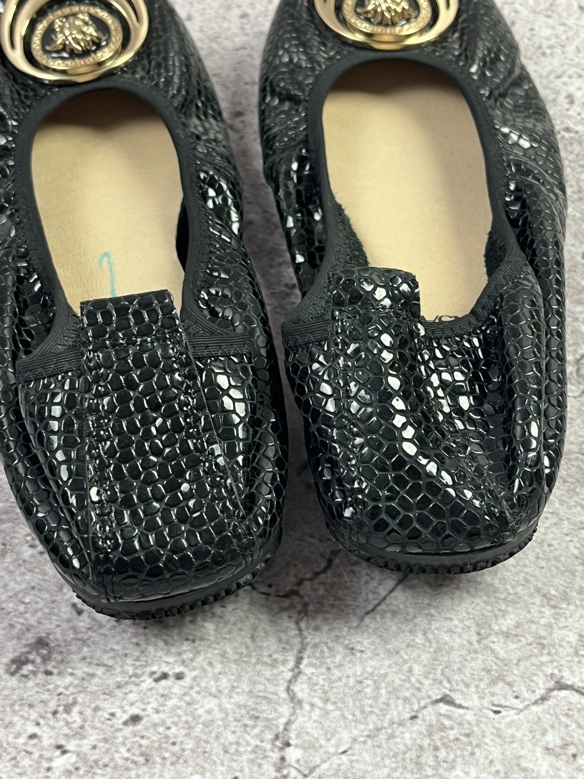 Versace Versace Medusa Ballet Flats Black Patent Snake Crystal Logo Size US 11 / IT 41 - 4 Thumbnail