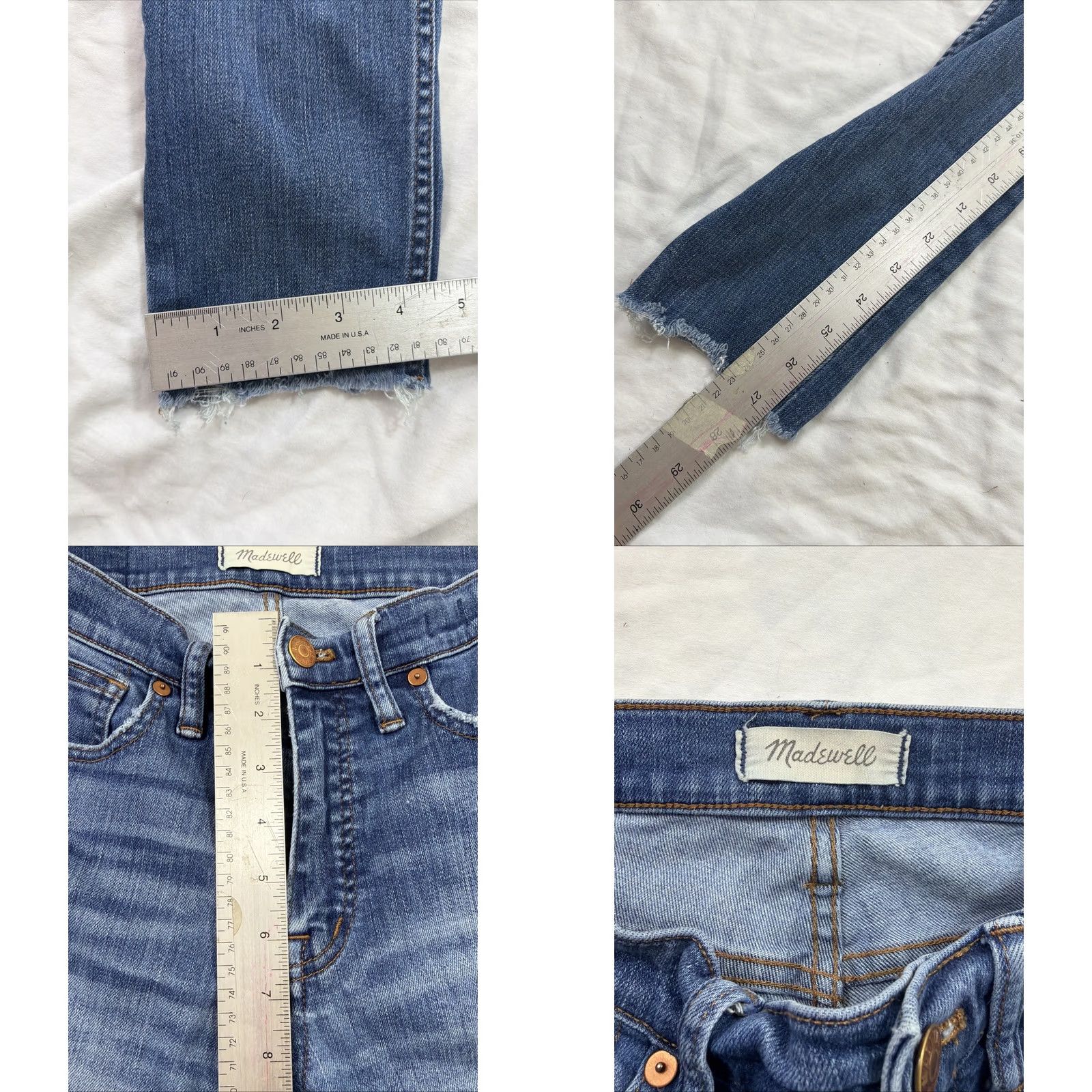 Madewell VINTAGE Madewell 9” High Rise Skinny Jeans Womens 28x27 Medium Wash Distressed Blue 28 Skinny Womens Jeans Size ONE SIZE - 8 Thumbnail