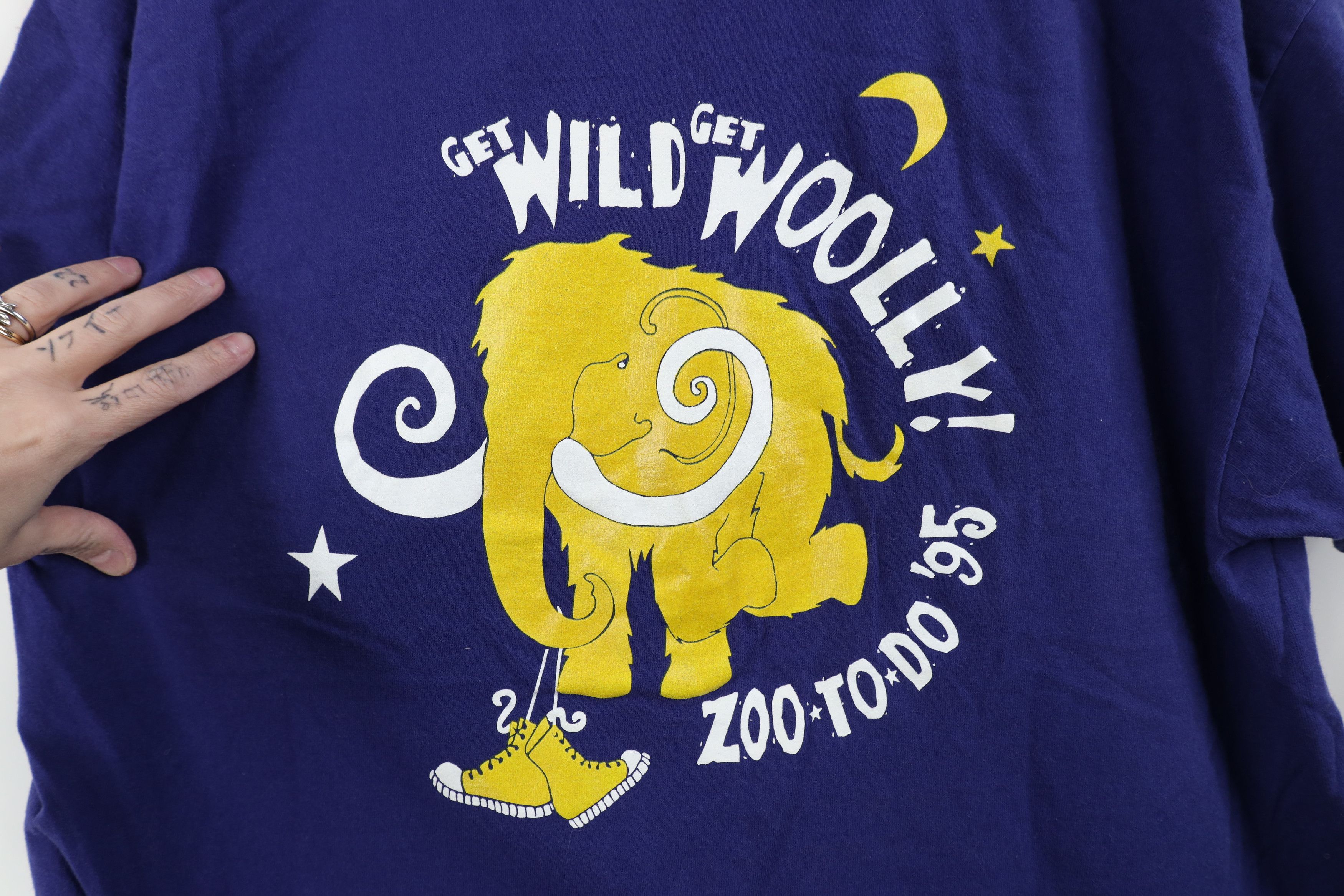 Vintage Vintage 90s Get Wild Get Woolly Mammoth Zoo T-Shirt Blue USA Size US XL / EU 56 / 4 - 4 Thumbnail