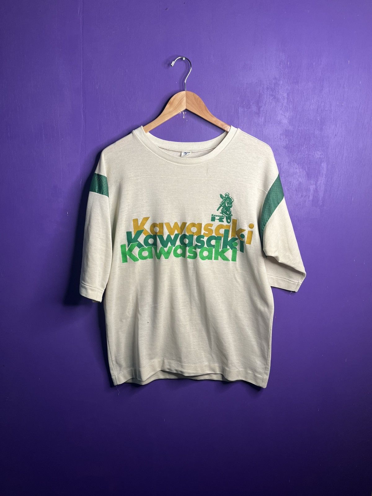 Vintage Vintage 70s Kawasaki racing jersey shirt Size US L / EU 52-54 / 3 - 1 Thumbnail