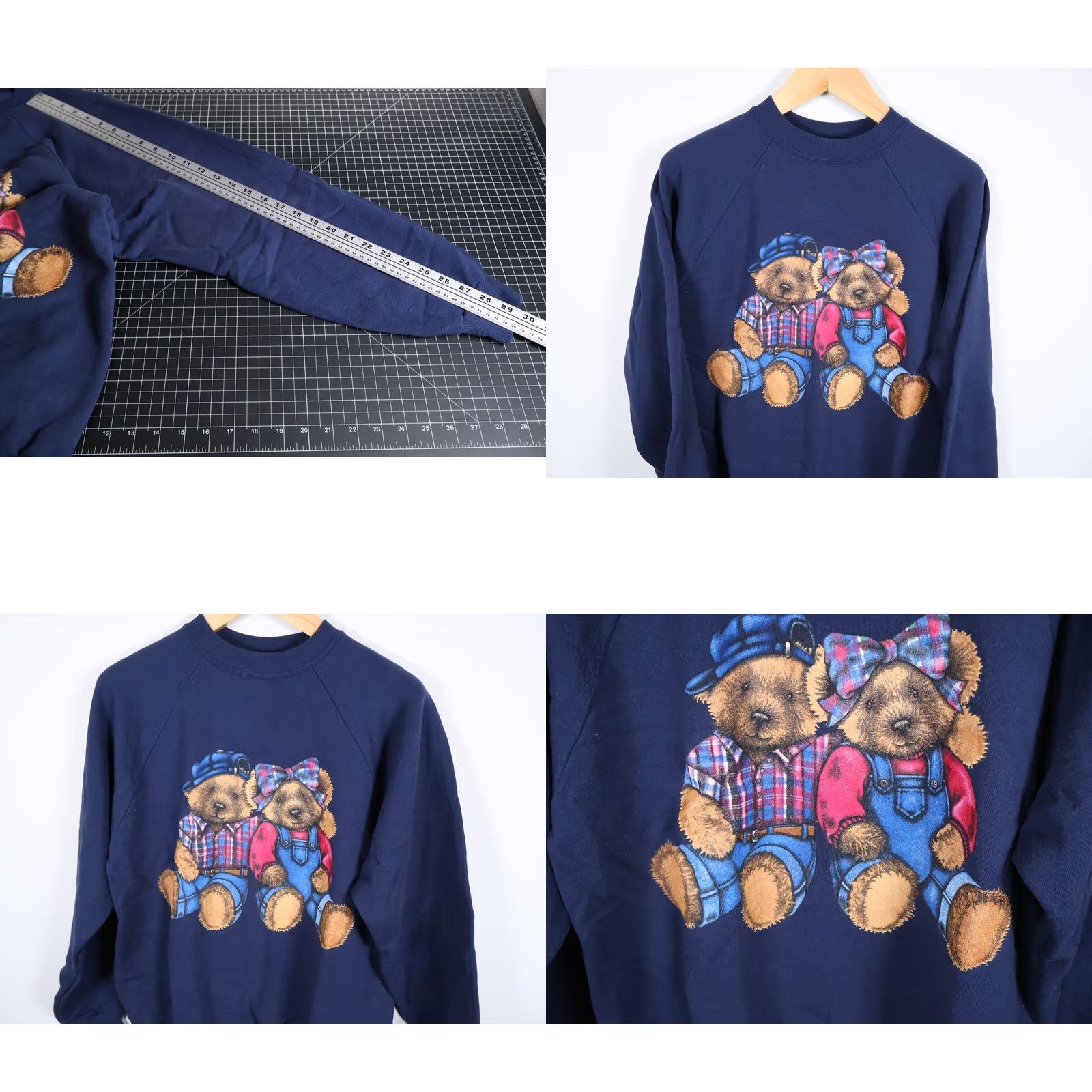 Hanes Hanes Vintage Teddy Bear Sweatshirt Raglan Sleeve XL Dark Blue Crewneck VTG Mens Womens Unisex Sweatshirt Size XL / US 12-14 / IT 48-50 - 8 Thumbnail
