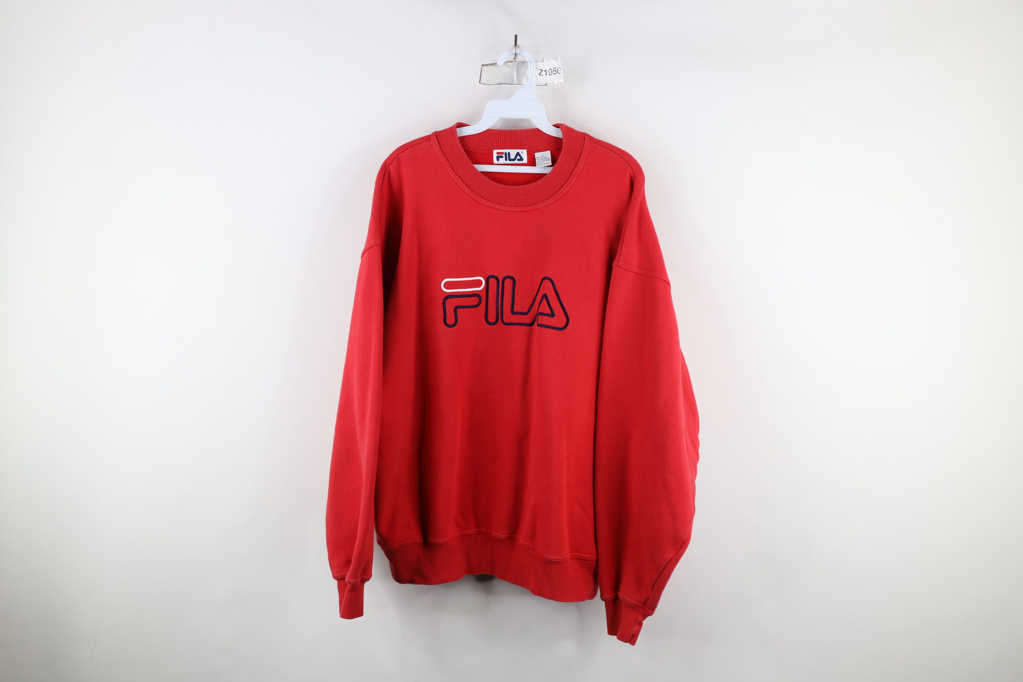 Vintage Vintage 90s FILA Spell Out Big Logo Crewneck Sweatshirt Red Size US L / EU 52-54 / 3 - 1 Thumbnail