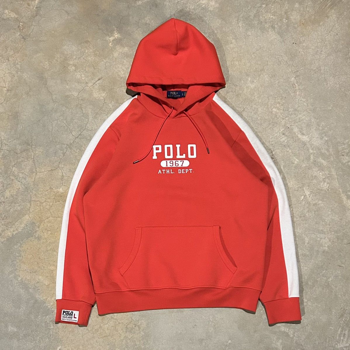 Polo Ralph Lauren × Vintage Vintage Polo Ralph Lauren 1967 Athl Dept Hoodie Rare Red Size US L / EU 52-54 / 3 - 1 Thumbnail