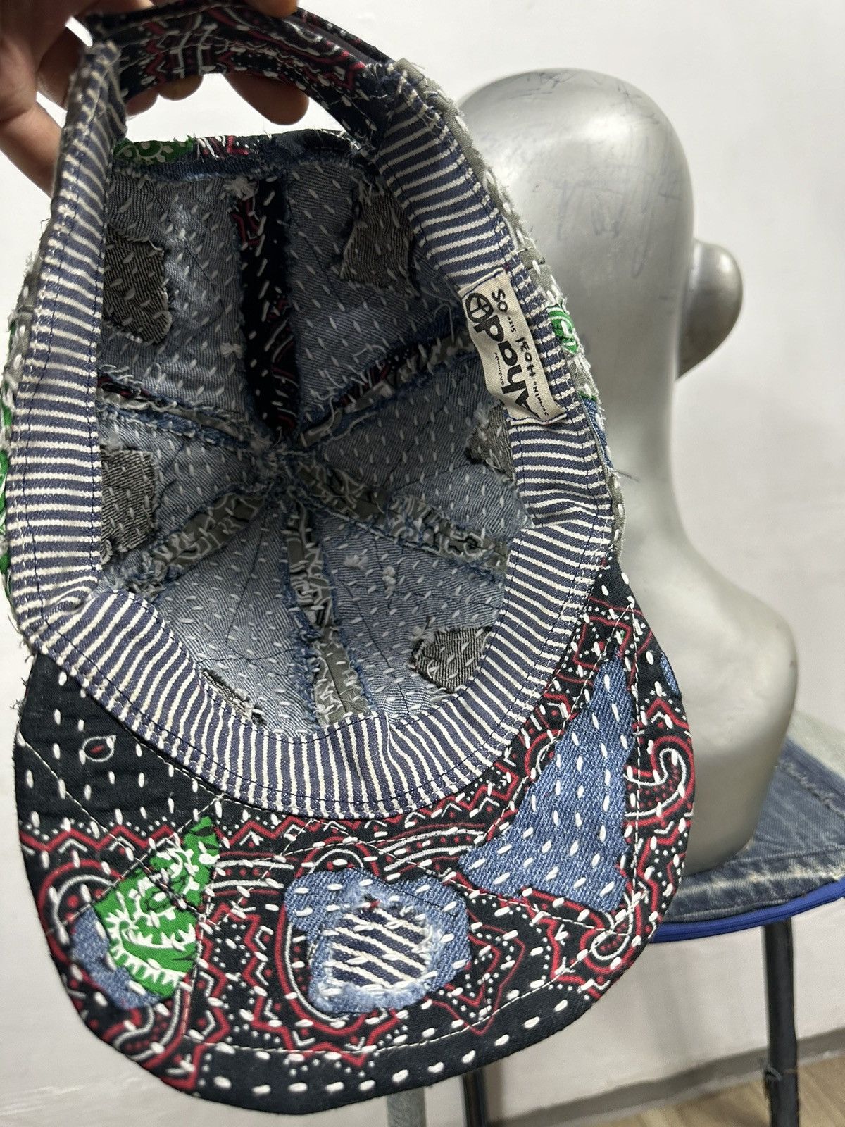 Art Comes First × Handmade Custom Made Distressed Paisley Patchwork Boro hats Size ONE SIZE - 9 Thumbnail