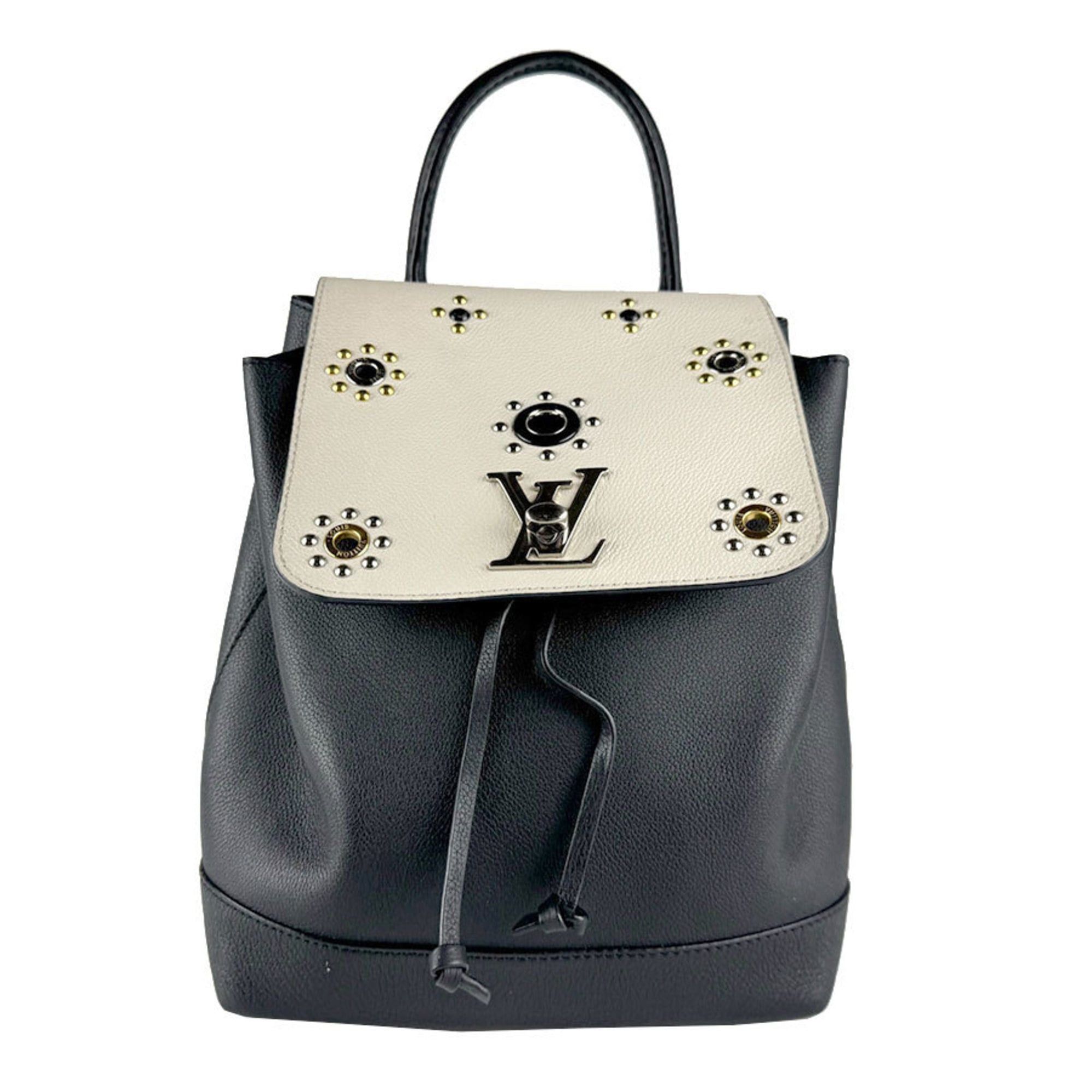 Louis Vuitton Louis Vuitton LockMe Backpack, Leather, Black/Off-White, Silver/Gold, Women's, M54108 z8235 Size ONE SIZE - 1 Thumbnail