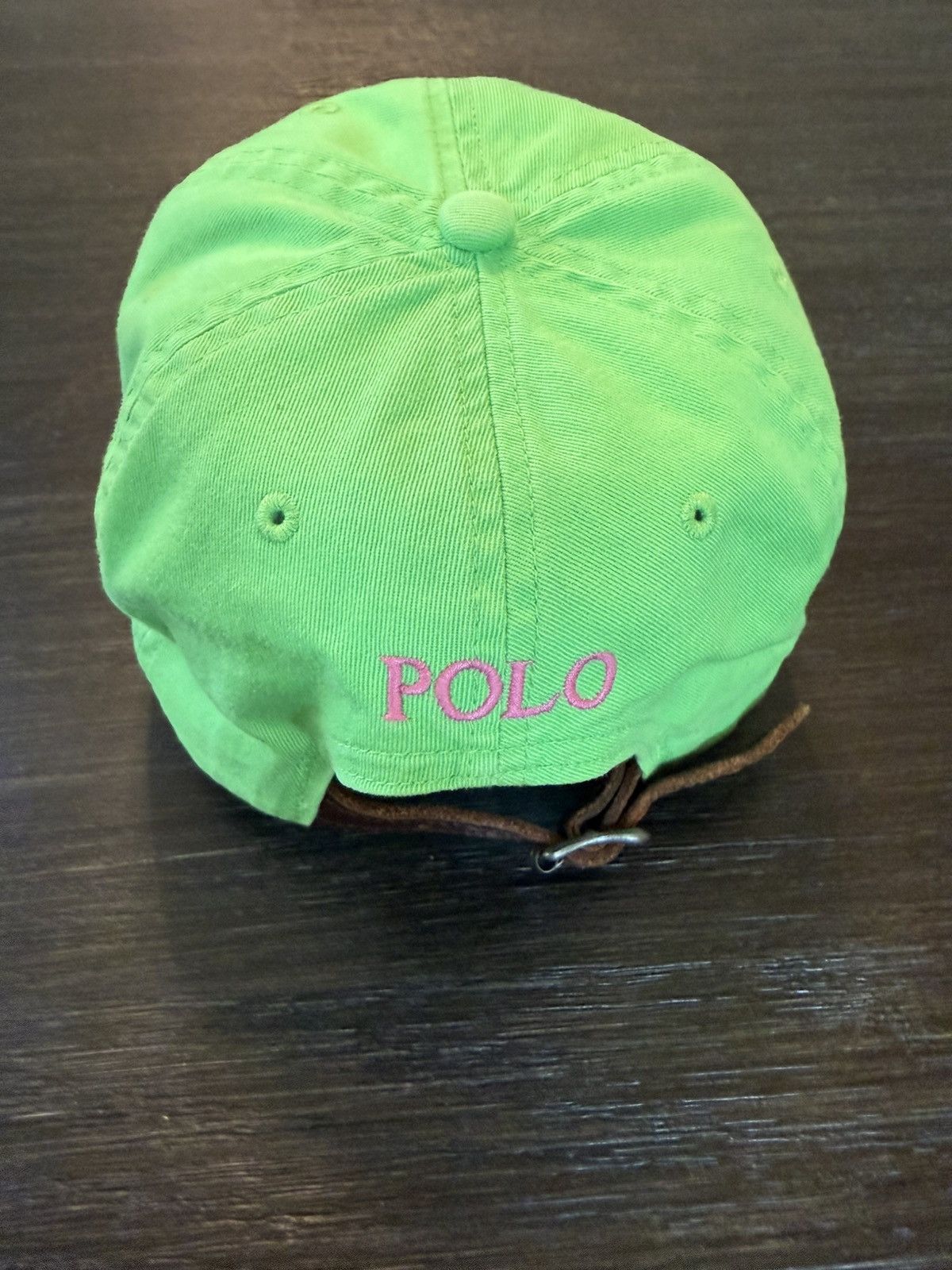 Polo Ralph Lauren Vintage Polo Ralph Lauren Neon Green Strapback Hat Size ONE SIZE - 8 Thumbnail