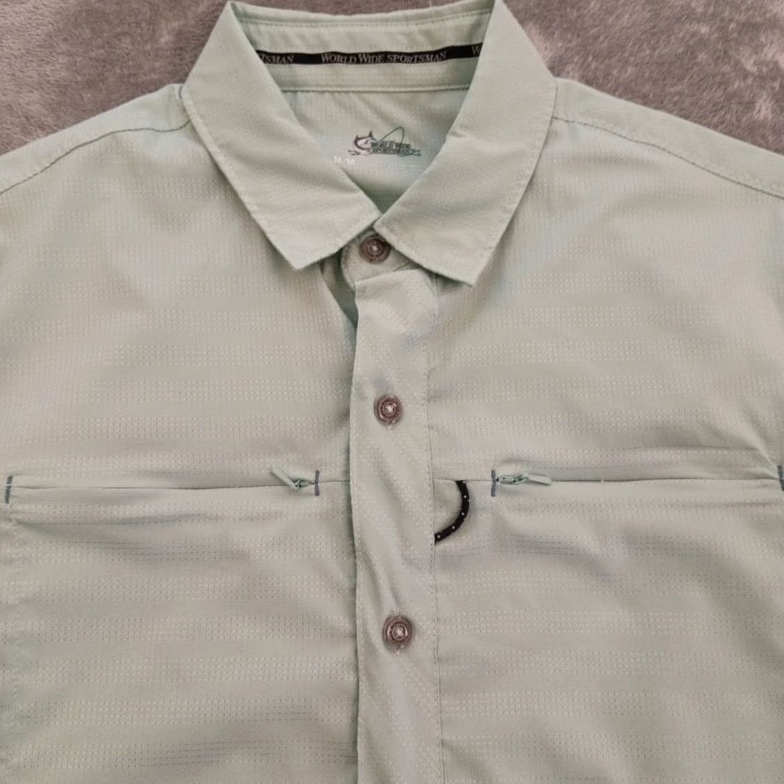 Vintage World Wide Sportsman Shirt Mens M Green Striped Short Sleeve Button-Down Pocketed Size US M / EU 48-50 / 2 - 2 Thumbnail