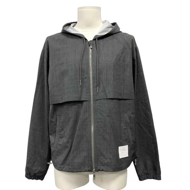 Thom Browne Thom Browne Grey Striped Hooded Jacket Size 4 Size US XL / EU 56 / 4 - 1 Thumbnail