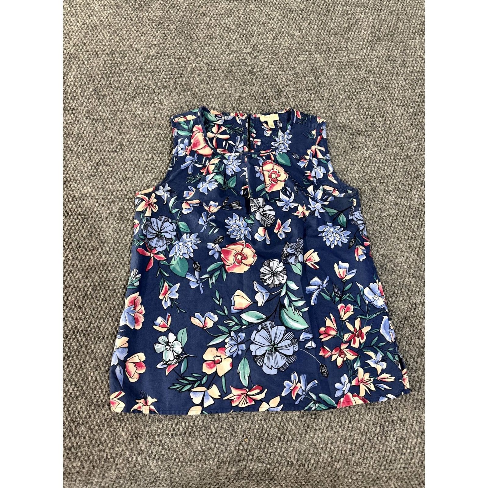 Talbots Talbots Blouse Womens P Multicolor Floral Sleeveless Round Neck 100% Cotton Casual Summer Petite Size S / US 4 / IT 40 - 2 Thumbnail