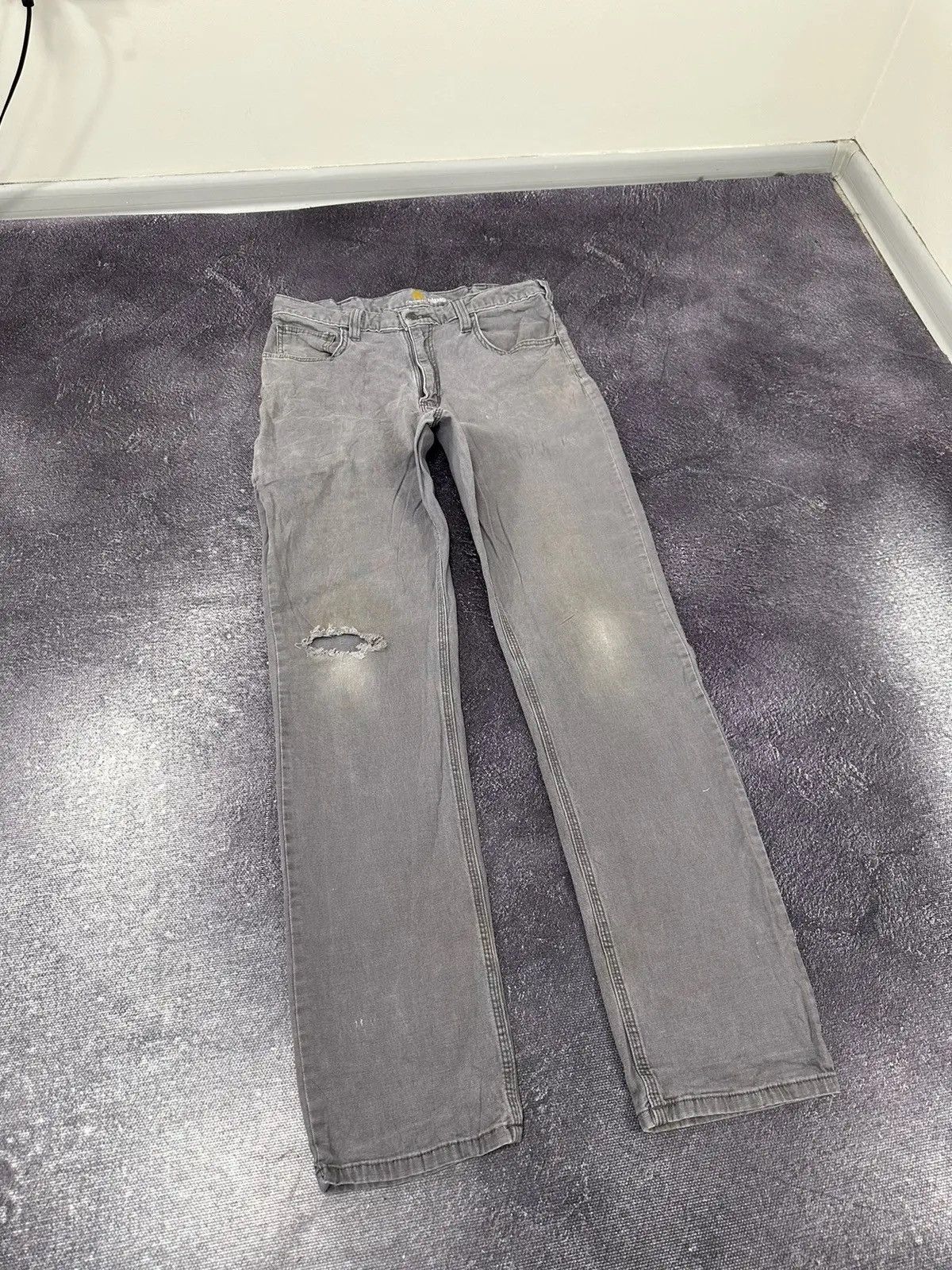 Carhartt × Vintage Vintage Carhartt USA Gray Denim Work Hype Pants Jeans Size US 33 - 7 Thumbnail
